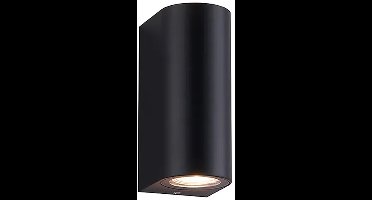 Wandlamp rond Up-Down + GU10 LED lamp 5W 3000K IP44 zwart