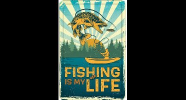 Plenty Gifts - Wandbord - Fishing is my Life - Blauw - 20x30 cm