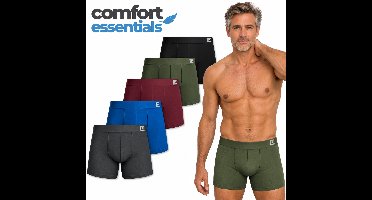 Comfort Essentials Boxershort Heren -Donker Assorti XXL - 5 Pack - Boxershorts Heren - Lange Pijp