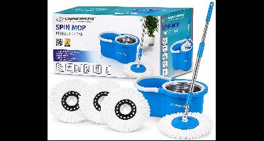 Spin Mop Dweilset met Emmer en 3 Extra Microvezel Dweilkoppen -Esperanza-360 grad roterend