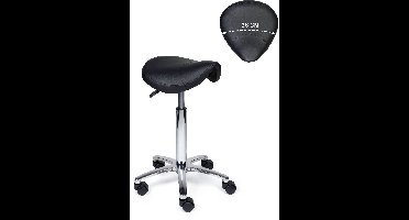 Ergonomische Zadelkruk Compact Zwart op Wielen Standaard uitvoering (50-68cm) / Zonder voetensteun / Voetdoppen