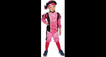 Comedia kostuum piet velours roze/zwart maat 176