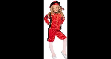 Comedia - Kostuum - Piet - Velours - Rood/zwart - mt.152