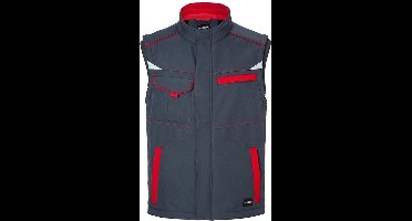 James and Nicholson Uniseks werkkleding Softshell Vest Level 2 (Koolstof Grijs/Rood)