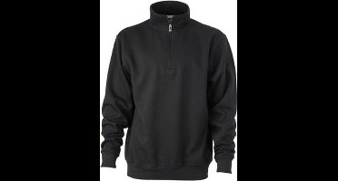 James and Nicholson Uniseks werkkleding Half Ritssweatshirt (Zwart)