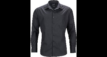Daiber Heren Longsleeve Zakelijk Shirt (Zwart)