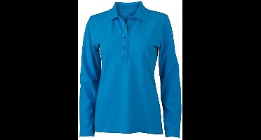 James and Nicholson Vrouwen/dames Elastische Polo met lange mouwen (Turquoise)