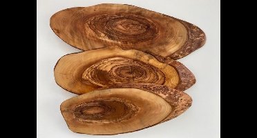 Borrelplank  - olijfhout - 3 stuks (36, 40 en 45 cm)