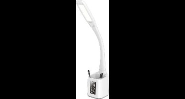 PLATINET PDLU6 LED bureaulamp 7W met display klok en temperatuur - pennenbakje - koudwit, wit
