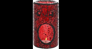 Crackle Mozaïek Pillar Oliebrander/Geurbrander/Waxbrander - Rood