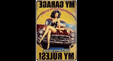 Premium - Vintage Metalen Tinnen Bord 30 x 20 cm Retro IJzer Mijn Garage Mijn Regels Teken Roestige Look Garage Vrouwen Poster Thuiskantoor Keuken Bar Café Tuin Muurdecoratie