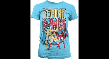 DC Comics Femme Power Girly T-shirt voor dames, hemelsblauw