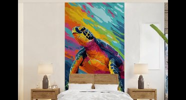 Behang - Fotobehang Koraal - Schildpad - Abstract - Water - Breedte 120 cm x hoogte 240 cm