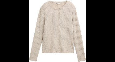 Tom Tailor Denim - Slim fit shirt met lange mouwen en decoratieve knoopsluiting - Maat XL - cosy beige melange