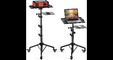 Projector Statief – Beamer Statief Met Laptop Verdieping – Verstelbaar Standaard – Met Wieltjes - Zwart