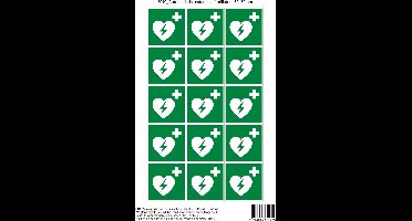 Pictogram sticker E010 Automatische externe defibrillator - 50x50mm 15 stickers op 1 vel