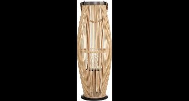 windlicht - lantaarn bamboe met glas - GROOT - 72 CM H
