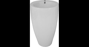 Wiesbaden Noa wastafel vrijstaand porselein zonder sifon met overloop 50x50x83cm wit