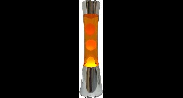 Lavalamp zilver met oranje vloeistof en oranje lava van Fisura