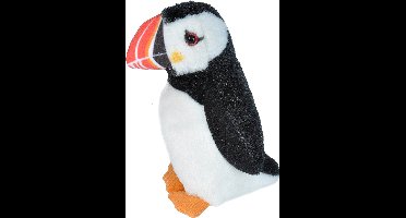 Wild Republic pluche vogel knuffel - papegaaiduiker - zeevogels - 14 cm - met echt geluid