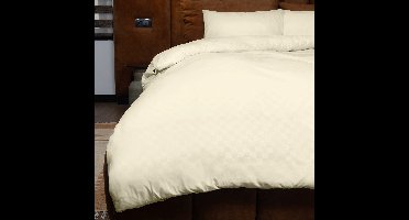 Zydante® Dekbedovertrek Emboss Squares 240x220 cm - Champagne - met 2 Kussenslopen