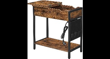Hoppa! Bijzettafel | nachtkastje | vintage bruin-zwart | 31,5 x 60 x 60 cm (B x D x H)