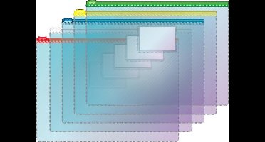 EXXO-HFP #34214 - A4-XL Flexibele Documentenmap met schuifrits - Assorti kleuren rits - 10 stuks (1 pak @ 10 stuks)