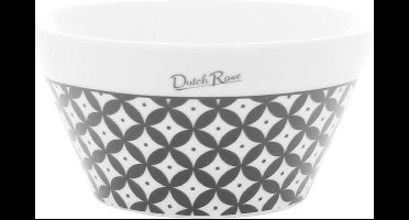 Dutch Rose Zwart/Wit Kom Rondje - Ø14cm