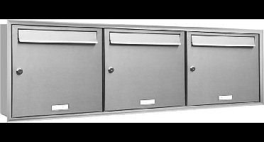 Brievenbus inbouw RVS 3 adressen personen