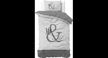 Dreamhouse Mr and Mrs 3 Marble Dekbedovertrek - 140x200/220 + 1 kussensloop 60x70 - Antraciet - Eenpersoons