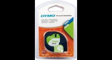 Dymo 91200 lettertape zwart/wit 12mm x 4m - papier
