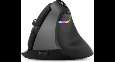 Delux M618M Mini/Medium ergonomische muis – Draadloos (2,4ghz + Bluetooth) – Oplaadbaar / Accu – Silent muis / Stille muis – Iron Gray / Grijs - Anti-RSI muis - 2400 DPI - Rechtshandig