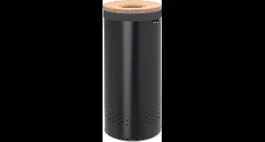 Brabantia Wasmand - met Deksel - 35 l - Matt Black/Kurken deksel