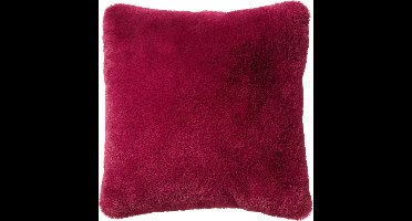 Dutch Decor ZAYA - Sierkussen 45x45 cm - bontlook - effen kleur - Red Plum - roze - Inclusief binnenkussen - Luxe kussens voor woonkamer & bank