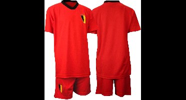 Voetbalset Supporter België - WK Rode Duivels voetbalbroek & shirt Junior - Rood/Zwart - 92