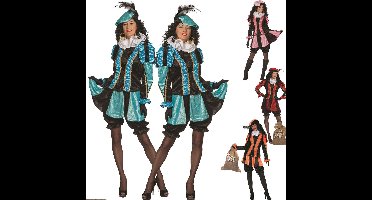 Piet Kostuum | Aqua Gestreepte Piet Dames | Vrouw | Maat 42 | Sinterklaas | Verkleedkleding