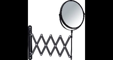 WENKO Scheerspiegel wand Exclusief ø17cm dubbelzijdig telescopisch zwart 3x vergrotend - Badkamerspiegel - Make-up spiegel wandmodel uittrekbaar - Vergrootspiegel - Cosmeticaspiegel met harmonica-arm