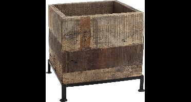PTMD Zazz wood planter Iron base square