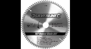 Silverline TCT fineer cirkelzaagblad, 80 tanden 250 x 30 - 25, 20 en 16 mm ringen