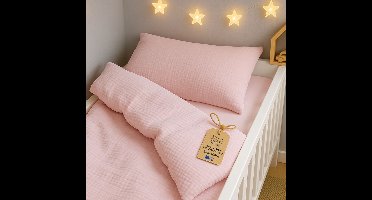 mousseline Dekbedovertrek voor ledikant baby 100x135cm - Katoen dekbedhoes voor kind bed Set Dekbedzak Poederroze En Kussensloop 60 x 40 cm Oeko-Tex-certificaat