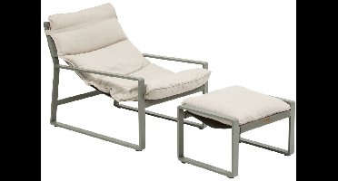 Relaxfauteuil voor in de tuin met poef van aluminium LAMBINIO