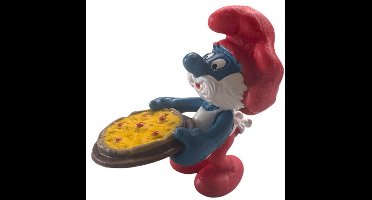 Grote smurf met pizza - De smurfen - Pizzabakker - Speelfiguurtje - 6 cm
