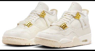 Jordan Air Jordan 4 Retro - Sneakers - Maat 39 - White & Gold / Sail/Zwart/Metallic Gold - Air Jordan 4 - Lifestyle - Dames Sneakers voor Vrouwen