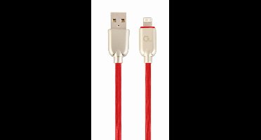 Premium 8-pin laad- & datakabel 'rubber' 2 meter rood