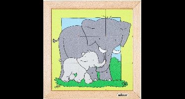 Dierenpuzzel Moeder en kind - Olifant - 9 stukjes - Educo