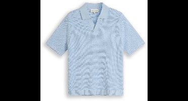 Tom Tailor Denim - Piqué gebreid poloshirt van katoen - Maat XXL - Light Metal Blue
