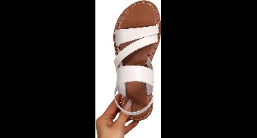 Currero Sandalen Dames - Slippers - Pantoffels - Schoenen - Badslippers - Wit - Maat 40.5