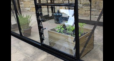 Tuinkas Louvreraam 6L Veiligheidsglas Zwart Eden