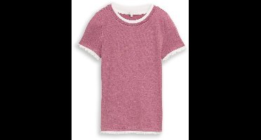 Tom Tailor Denim - T-shirt in 2-in-1-look - Maat M - dusty berry melange