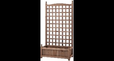 Bloembak – Plantenbak – Bloempot – Plantenbak Met Latwerk – Tuinbak – Houtlook – 64x28x120 cm – Inclusief Irrigatie-inzetstukken
